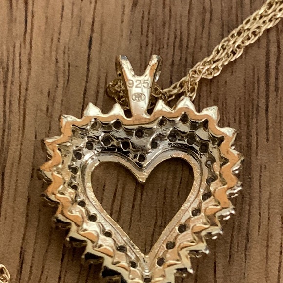 NWT HN signed 14K Gold Plated 925 Silver Diamond Necklace - Picture 4 of 7